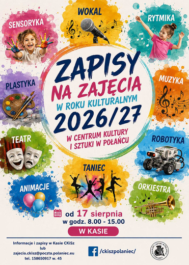 Zapisy na zajęcia w roku kulturalnym 2026/2027