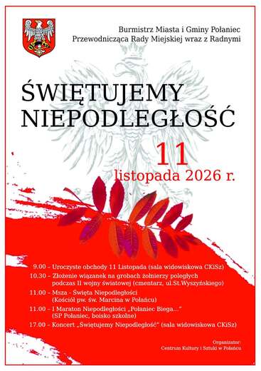 Narodowe Święto Niepodległości - zapraszamy mieszkańc&oacute;w na uroczyste obchody