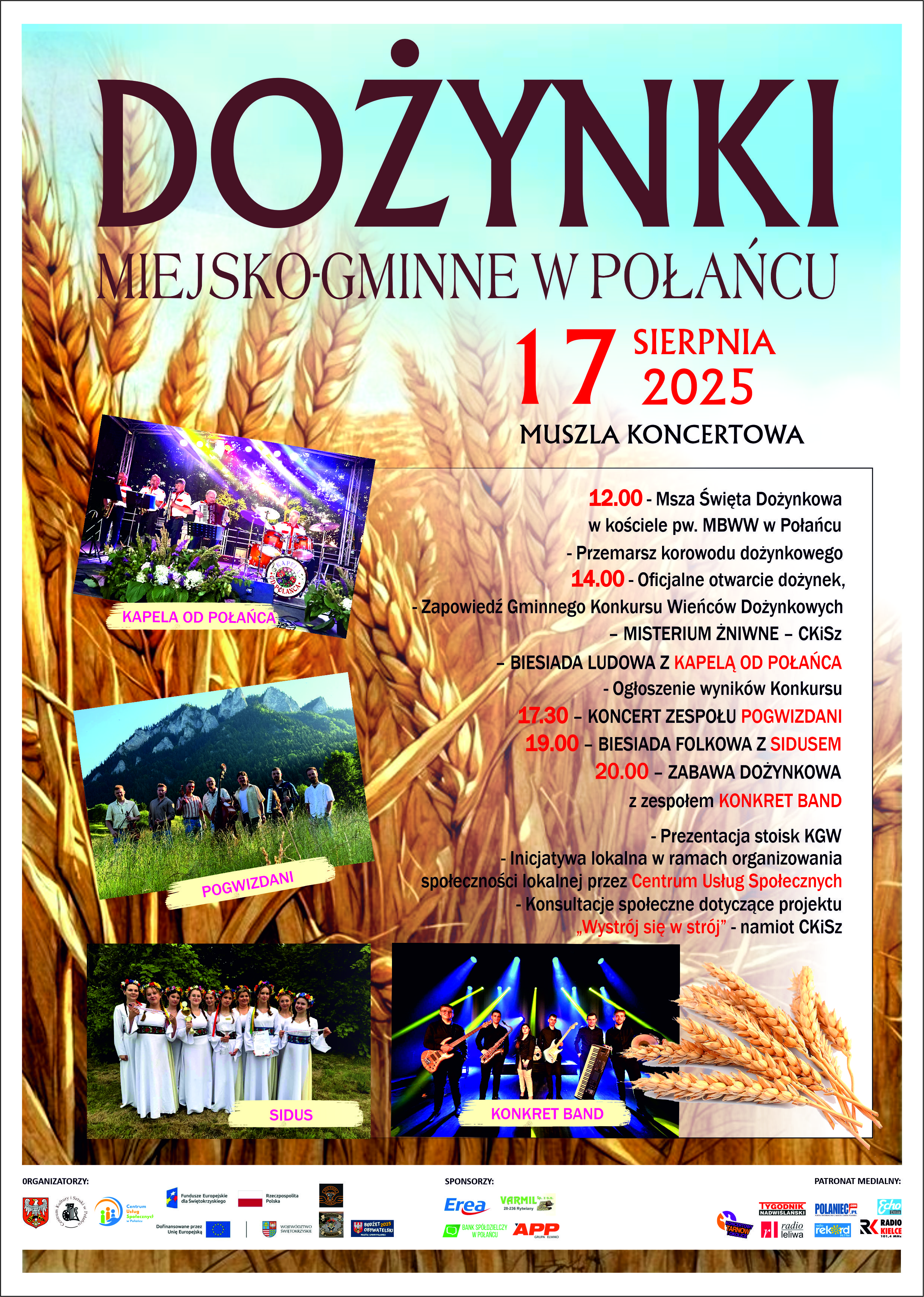 plakat informujący o dożynkach miejsko-gminnych w Połańcu