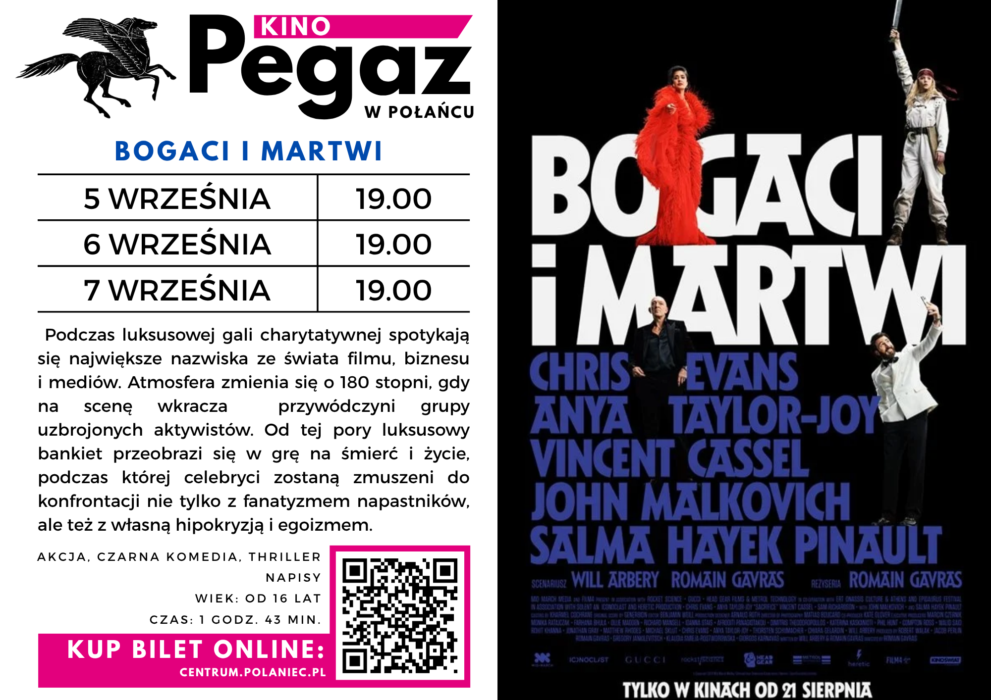 Plakat filmu "Bogaci i&nbsp;martwi", opis filmu, daty i&nbsp;godziny seans&oacute;w w&nbsp;kinie "Pegaz" w&nbsp;Połańcu