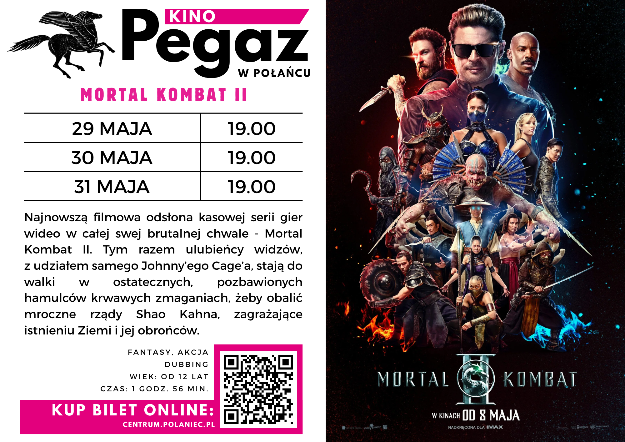 Plakat filmu "Mortal Kobmat II", opis filmu, terminy seans&oacute;w w&nbsp;kinie Pegaz w&nbsp;Połańcu