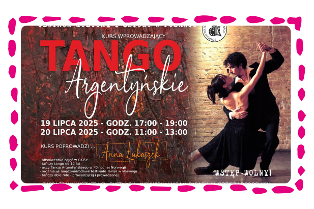 Plakat informujący o&nbsp;kursie wprowadzającym do tanga argentyńskiego