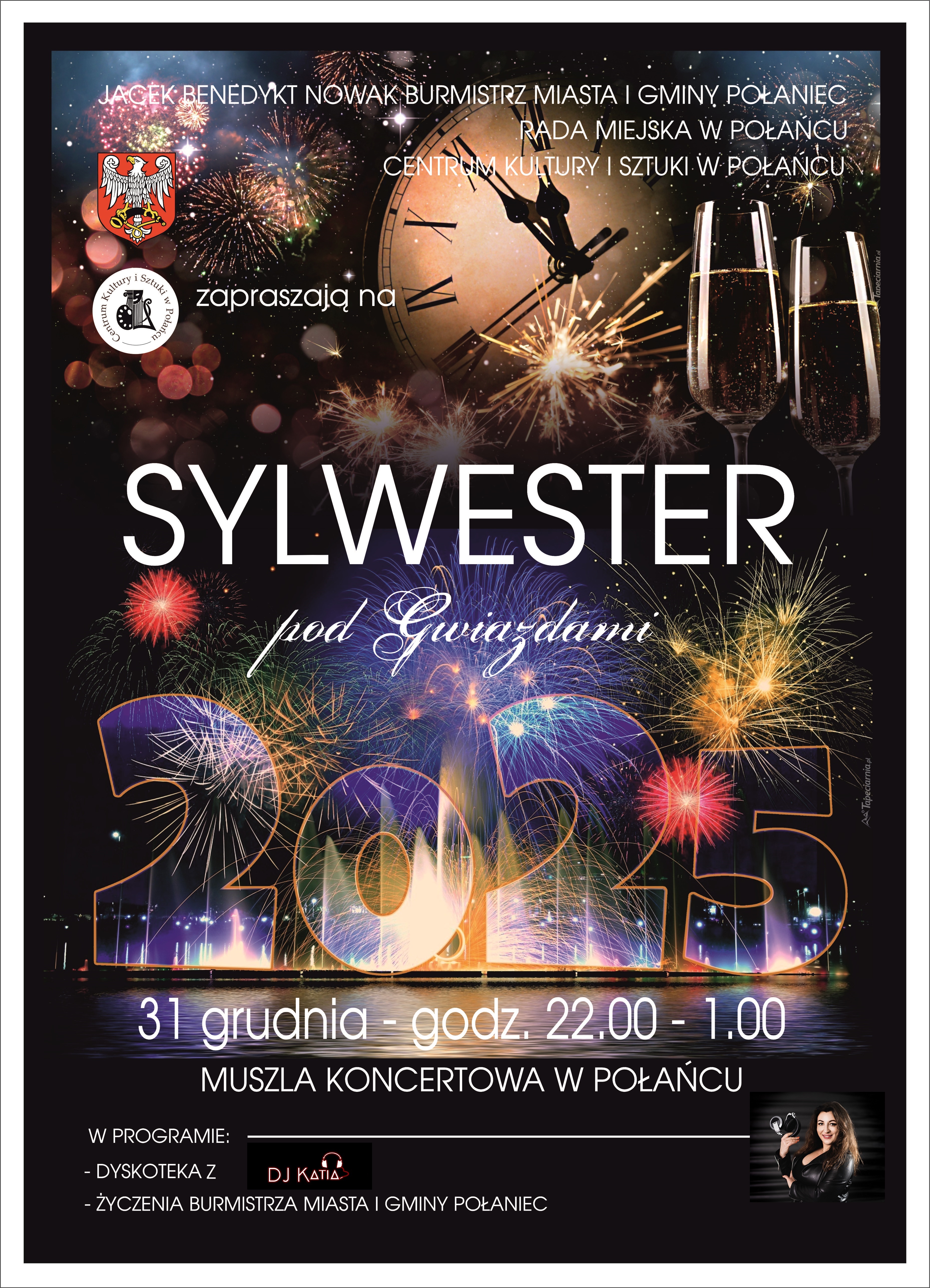 Plakat informujący o&nbsp;sylwestrze pod gwiazdami