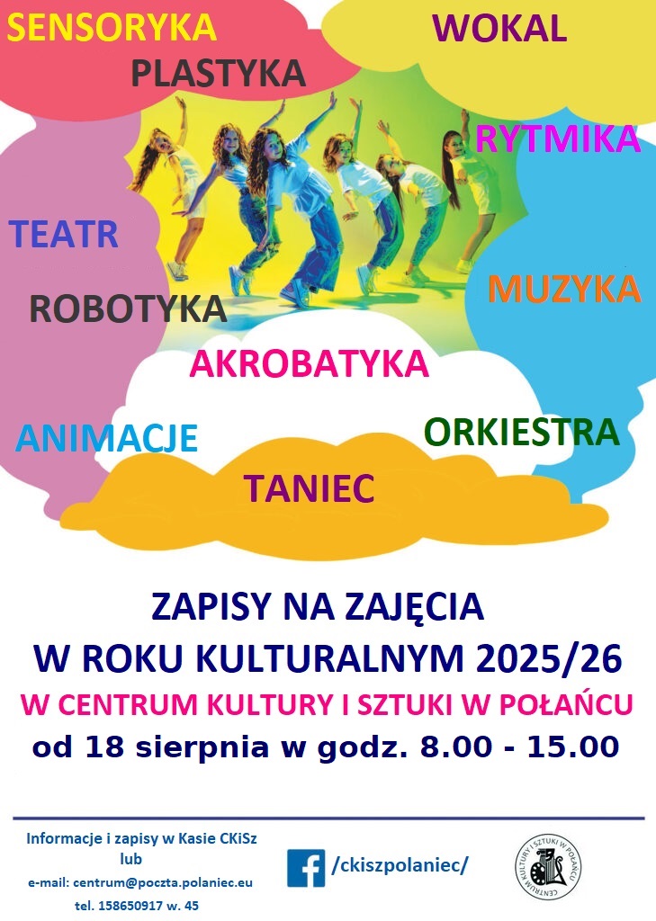 plakat informujący o&nbsp;zapisach na&nbsp;rok kulturalny 2025/2026