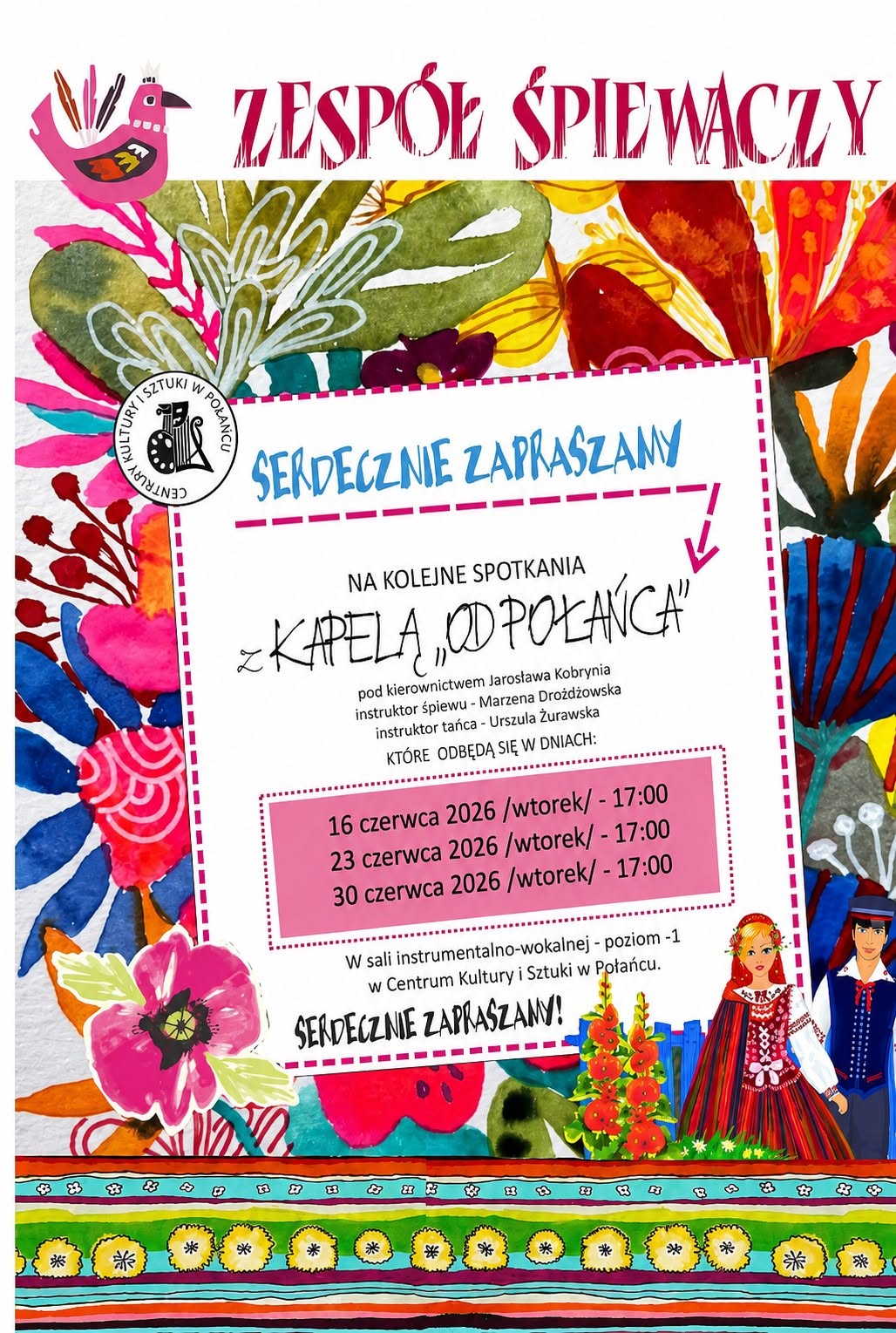 Harmonogram spotkań zespołu śpiewaczego w&nbsp;czerwcu 