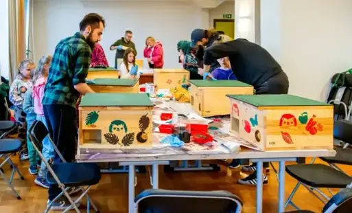 Budowa domków dla jeży.