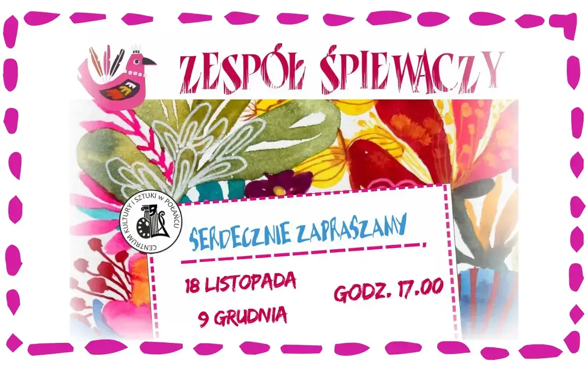 Miniatura wpisu - napis 'Zespół śpieway, zapraszamy na kolejne spotaknie', daty i godzina spotkania