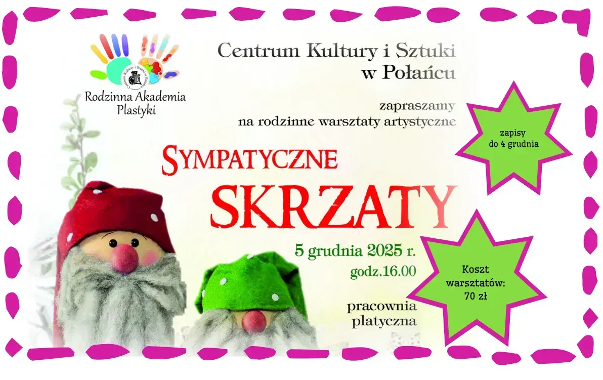 Zdjęcie do Rodzinna Akademia Plastyki zaprasza na warsztaty plastyczne "Sympatyczne skrzaty" 