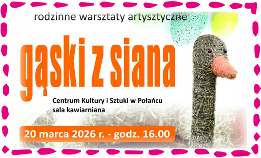 Miniatura wpisu - napis "Gąski z siana", data wydarzenia, wizerunek gąski z siana