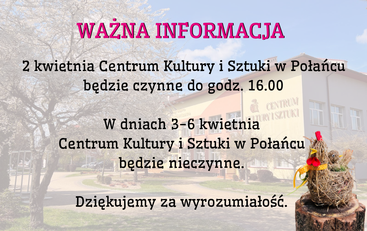 Zdjęcie do Ważna informacja! Zmienione godziny pracy w okresie świątecznym