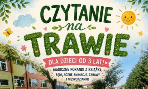 Napis "czytanie na trawie"