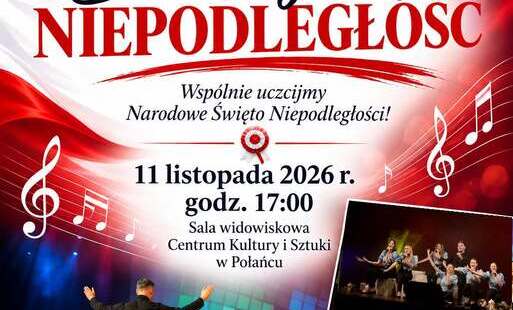 Biało czerwona mianiatura wpisu, na której widnieje zarys orła oraz napis "Koncert Świętujemy Niepodległość"