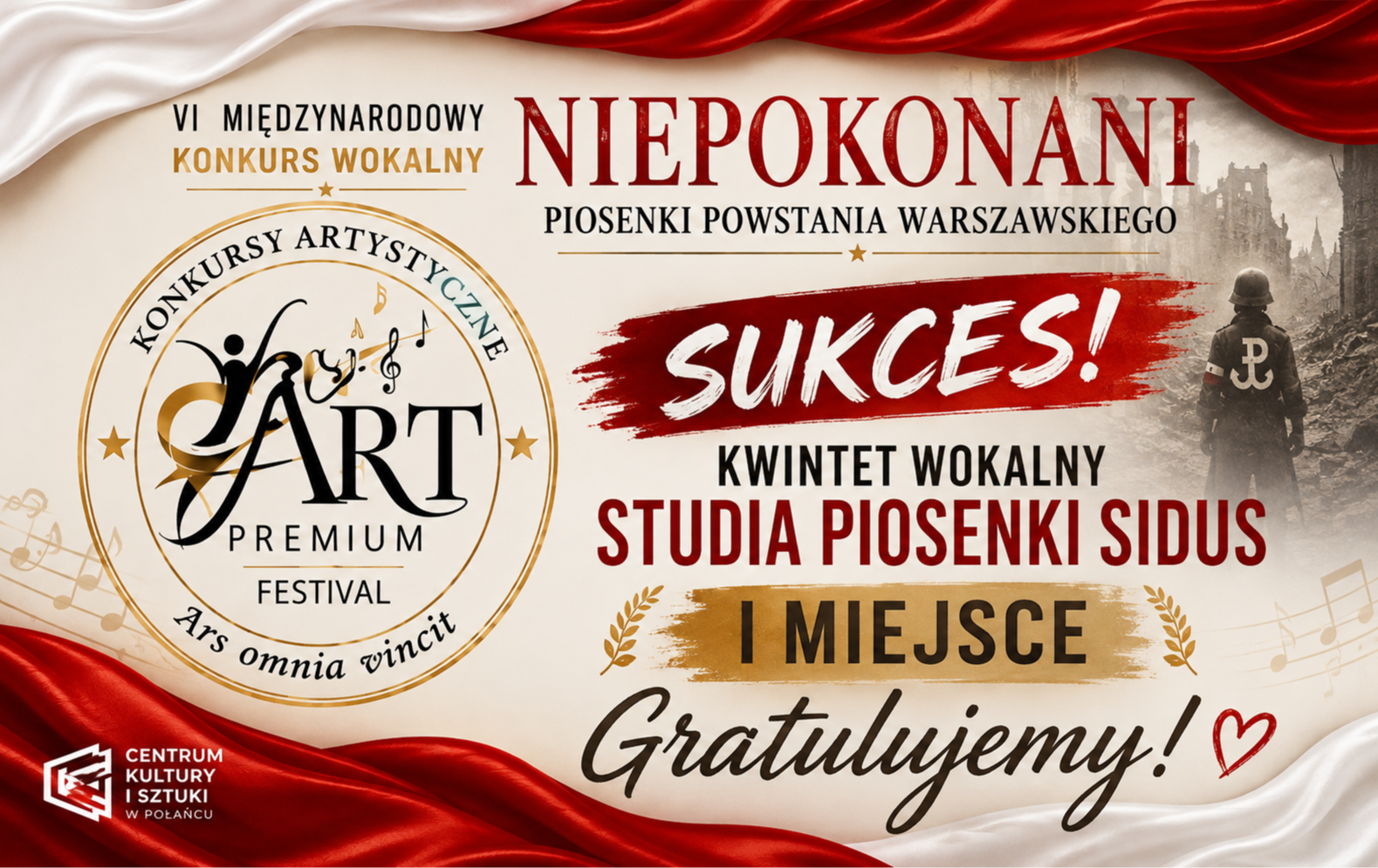 Zdjęcie do I miejsce dla Kwintetu Wokalnego Studia Piosenki SIDUS!