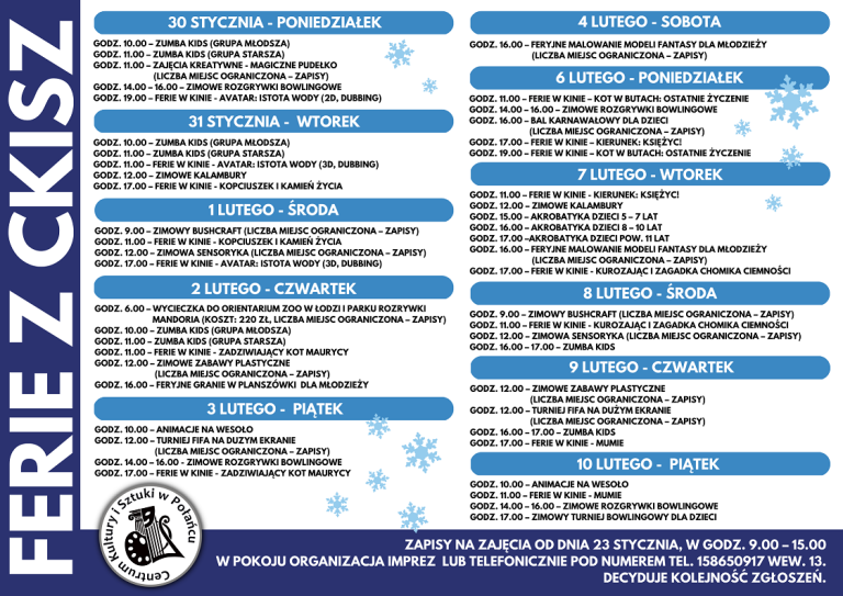 Plakat na ferie z CKiSz