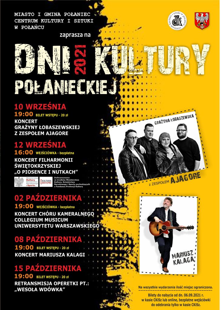 Zapraszamy na dni kultury Połanieckiej. 10 wrzesnia Koncert Grażynay Łobaszewskiej