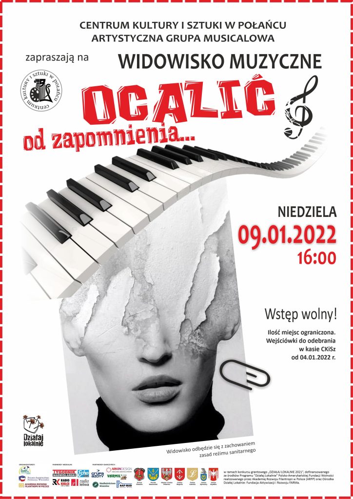 Plakat na widowisko muzyczne Ocalić od zapomnienia w CKiSz