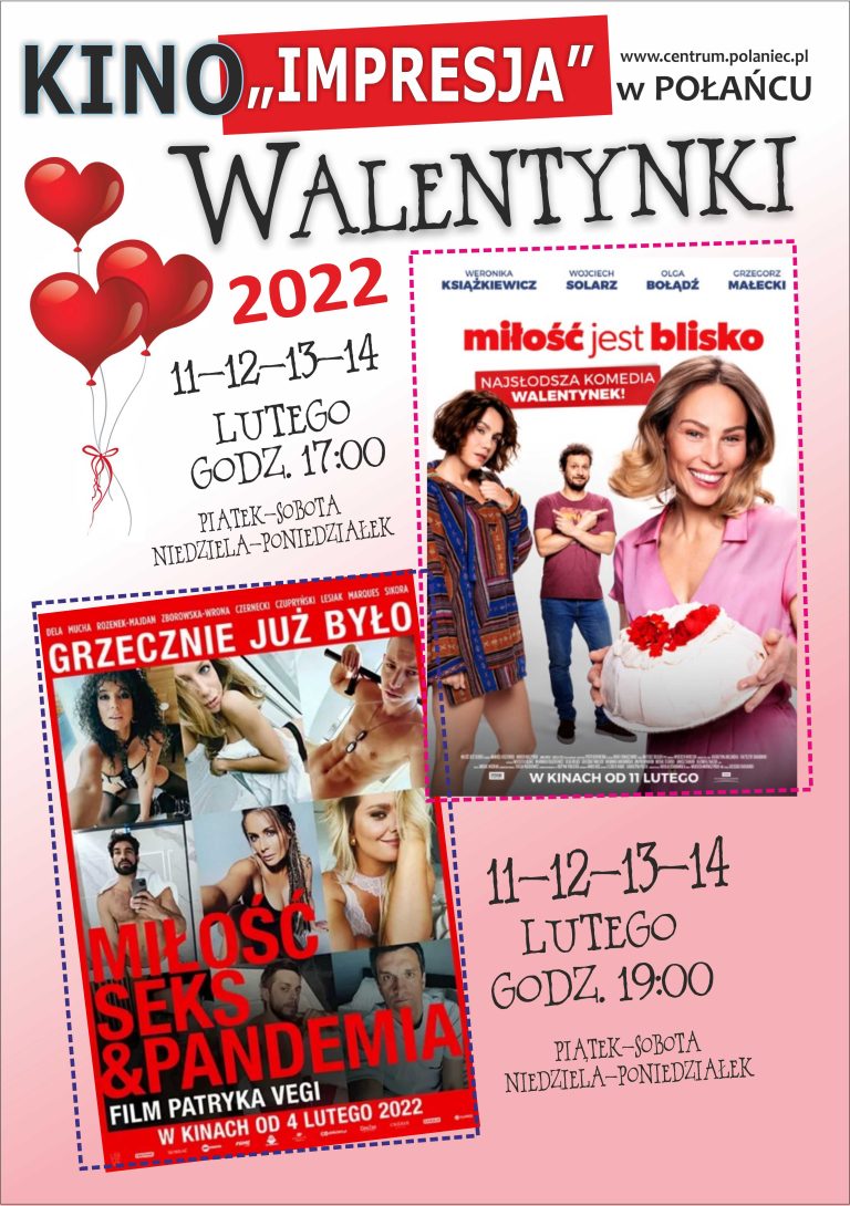 plakat na walentynki w kinie Impresja 2022