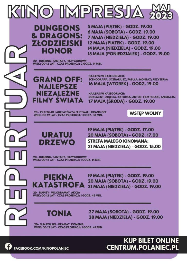 Repertuar kinowy na maj 2023 plakat CKiSz
