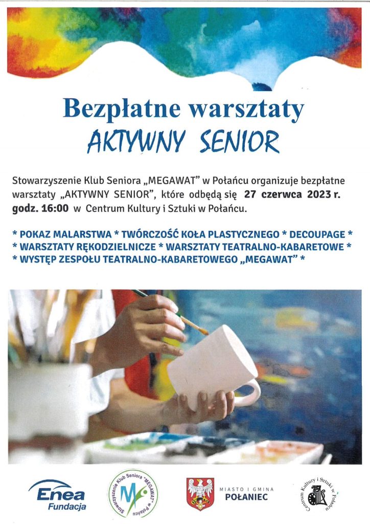 Plakat Bezpłatne Warsztaty AKTYWNY SENIOR