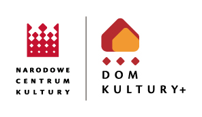 Logo Narodowe Centrum Kultury oraz Dom Kultury w kolorach pomarańczowo czerwonych/
