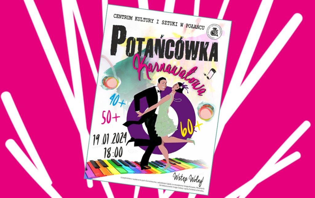 Plakat promujący potańcówkę