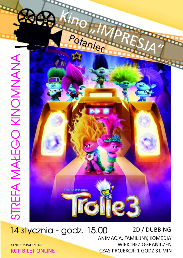 Plakat promujący film "Trolle 3" w Strefie Małego Kinomana"