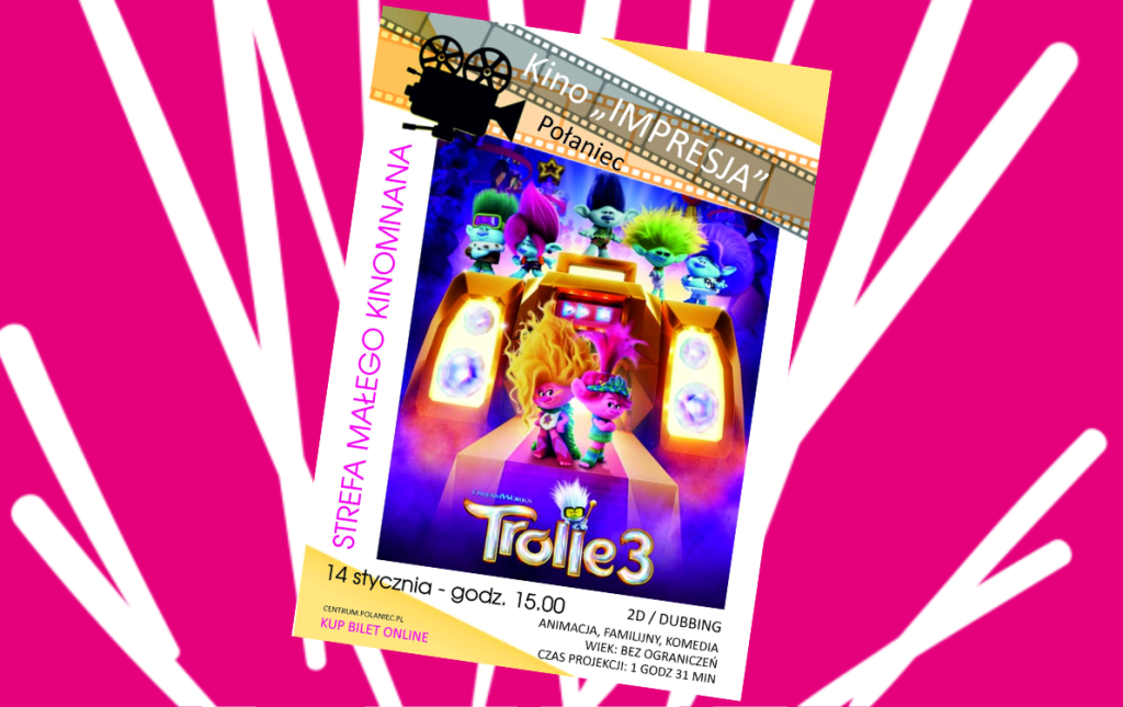 Plakat promujący film "Trolle 3" w Strefie Małego Kinomana